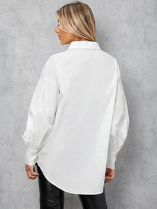 LT Fuse Shirt Detail Oversized LTFUB185 Stitched Top - White