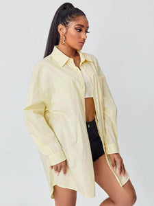 LT Fuse Shirt Detail Oversized LTFUB186 Stitched Top - Yellow
