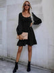 LT Fuse Square Neck Detail LTFUDR247 Stitched Dress - Black
