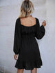 LT Fuse Square Neck Detail LTFUDR247 Stitched Dress - Black