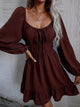 LT Fuse Square Neck Detail LTFUDR247 Stitched Dress - Maroon