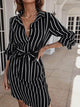 LT Fuse Striped Print Detail LTFUDR208 Stitched Dress - Black