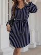 LT Fuse Striped Print Detail LTFUDR208 Stitched Dress - Blue