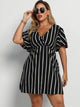 LT Fuse Striped Print Detail LTFUDR277 Stitched Dress - Black