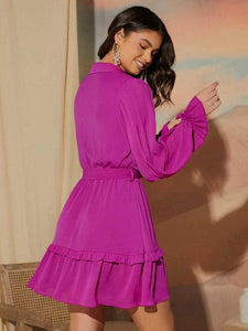 LT Fuse Tiered Detail LTFUDR301 Stitched Dress - Purple