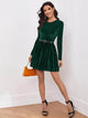 LT Fuse Zip Peplum Detail Velvet LTFUDR245 Stitched Dress - Green