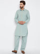 Men's Stitched 2 Piece Embroidered Kameez and Shalwar Set MSKS18 - Green