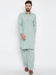 Men's Stitched 2 Piece Embroidered Kameez and Shalwar Set MSKS18 - Green