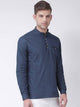 Mens Button Detail Kurta MSKO46 - Blue