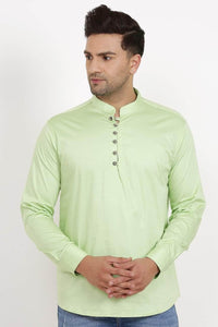 Mens Button Detail Kurta MSKO78 - Light Green