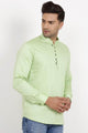 Mens Button Detail Kurta MSKO78 - Light Green