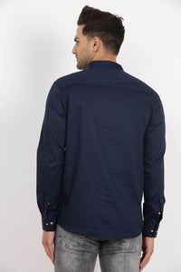 Mens Button Detail Kurta MSKO78 - Navy Blue