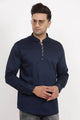 Mens Button Detail Kurta MSKO78 - Navy Blue