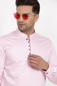 Mens Button Detail Kurta MSKO78 - Pink