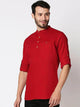 Mens Button Pocket Detail Kurta MSKO95 - Red