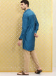 Mens Button Pocket Detail Kurta MSKO99 - Blue