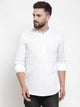 Mens Contrast Detail Kurta MSKO76 - White