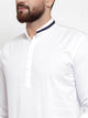 Mens Contrast Detail Kurta MSKO76 - White