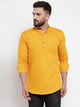 Mens Contrast Detail Kurta MSKO76 - Yellow