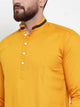 Mens Contrast Detail Kurta MSKO76 - Yellow