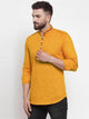 Mens Contrast Detail Kurta MSKO77 - Yellow