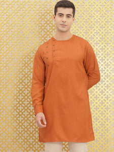 Mens Double Button Detail Kurta MSKO97 - Orange