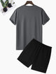 Mens Printed T-Shirt and Shorts Co Ord - LTMWCO18 - Charcoal Black