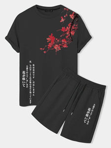 Mens Printed T-Shirt and Shorts Co Ord - LTMWCO19 - Black Black