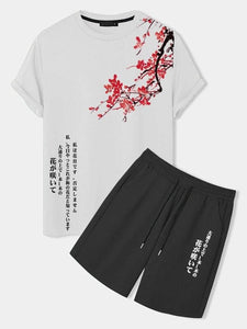 Mens Printed T-Shirt and Shorts Co Ord - LTMWCO19 - White Black