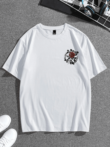 Mens Sticker Front Back Printed T-Shirt - LTMPRT17 - White