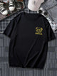 Mens Sticker Front Back Printed T-Shirt - LTMPRT3 - Black