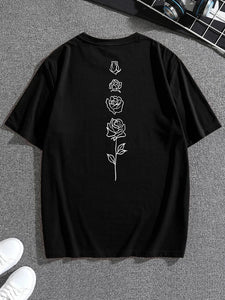 Mens Sticker Front Back Printed T-Shirt - LTMPRT5 - Black