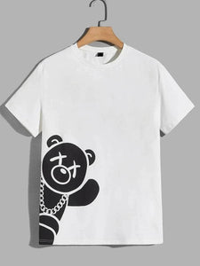 Mens Sticker Printed T-Shirt - LTMPRT1 - White