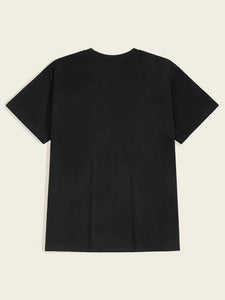 Mens Sticker Printed T-Shirt - LTMPRT21 - Black