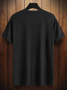 Mens Sticker Printed T-Shirt - LTMPRT22 - Black