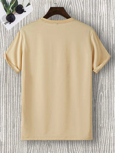 Mens Sticker Printed T-Shirt - LTMPRT23 - Cream