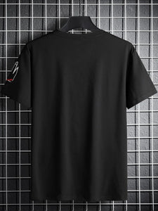 Mens Sticker Printed T-Shirt - LTMPRT27 - Black