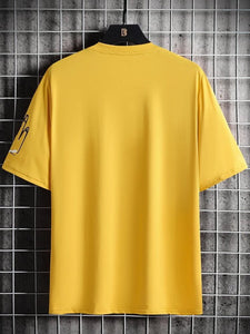 Mens Sticker Printed T-Shirt - LTMPRT27 - Yellow