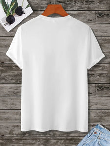 Mens Sticker Printed T-Shirt - LTMPRT30 - White