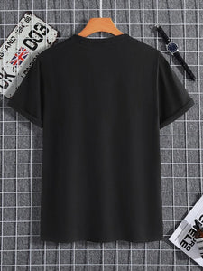Mens Sticker Printed T-Shirt - LTMPRT33 - Black