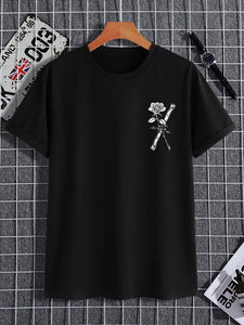 Mens Sticker Printed T-Shirt - LTMPRT33 - Black