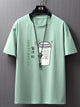 Mens Sticker Printed T-Shirt - LTMPRT37 - Mint Green