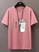 Mens Sticker Printed T-Shirt - LTMPRT37 - Pink