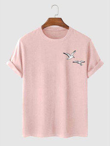 Mens Sticker Printed T-Shirt - LTMPRT38 - Pink