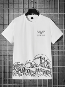 Mens Sticker Printed T-Shirt - LTMPRT4 - White