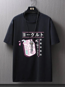Mens Sticker Printed T-Shirt - LTMPRT40 - Black