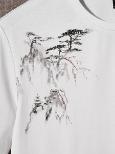 Mens Sticker Printed T-Shirt - LTMPRT41 - White