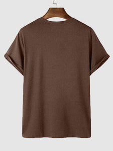 Mens Sticker Printed T-Shirt - LTMPRT43 - Brown