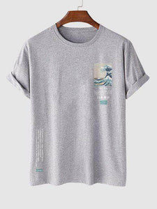 Mens Sticker Printed T-Shirt - LTMPRT44 - Grey