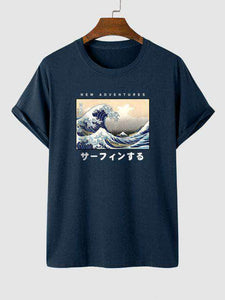 Mens Sticker Printed T-Shirt - LTMPRT45 - Navy Blue